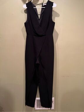 BCBG Black Sleeveless Surplice Jumpsuit